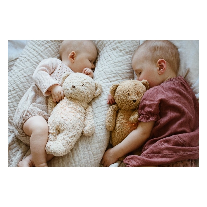Moonie - Doudou avec mélodie et lumière ourson organic rose natur