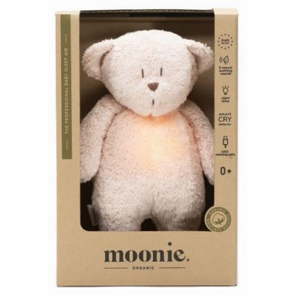 Moonie - Doudou avec mélodie et lumière ourson organic rose natur