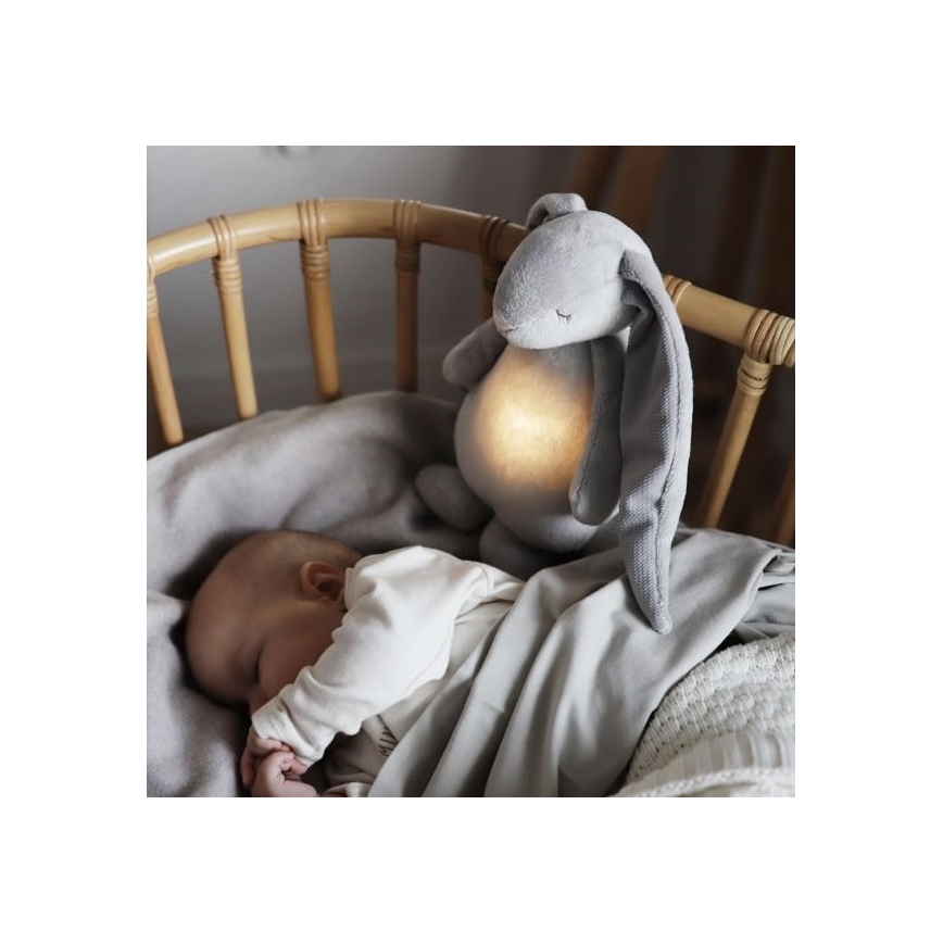 Moonie - Doudou lapin avec mélodie et lumière argent