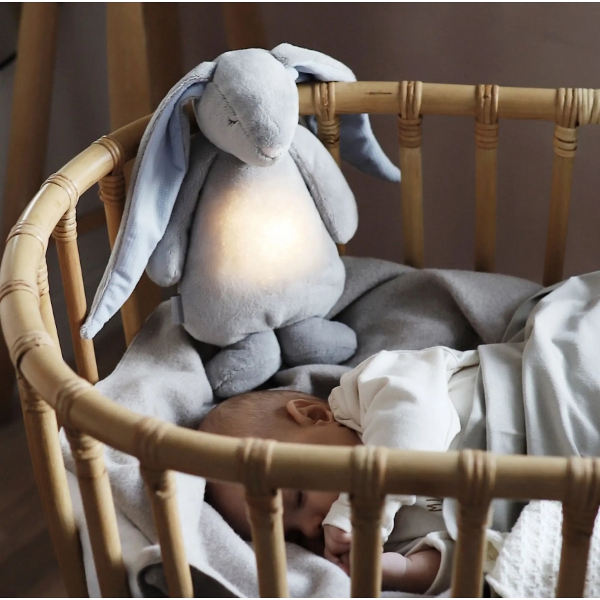 Moonie - Doudou lapin avec mélodie et lumière argent