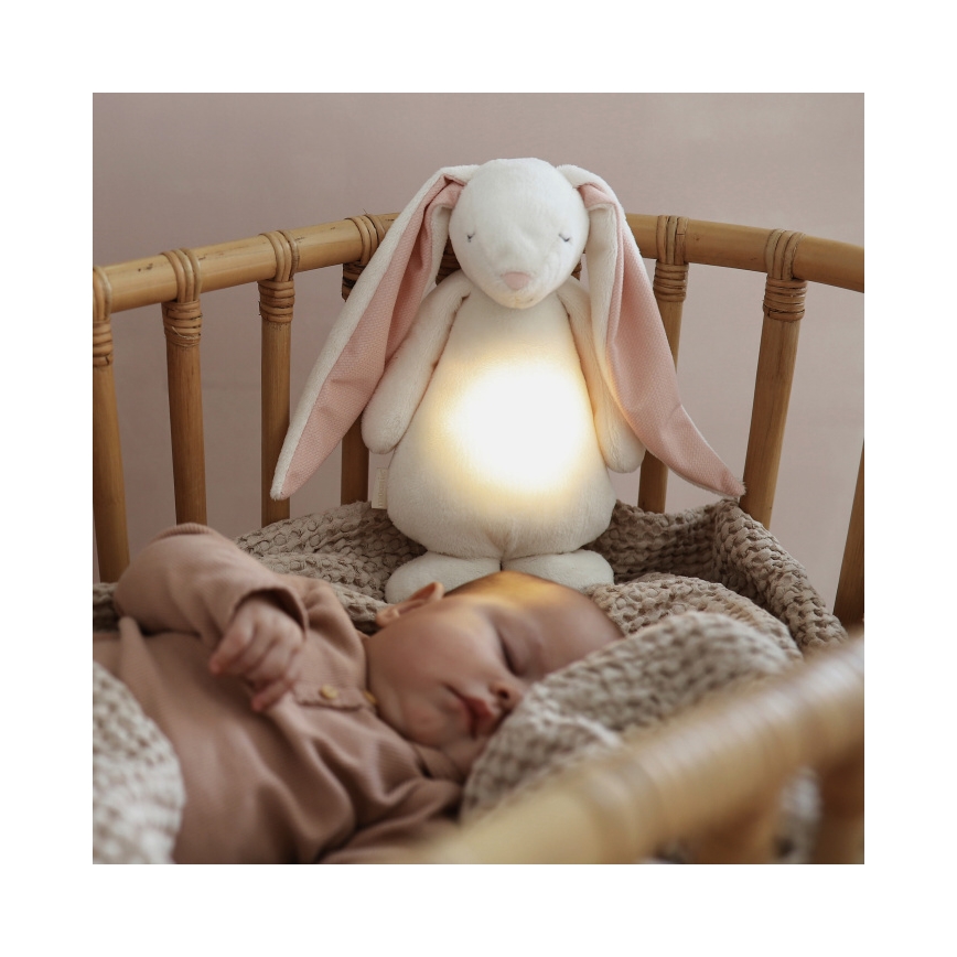 Moonie - Doudou lapin avec mélodie et lumière crème