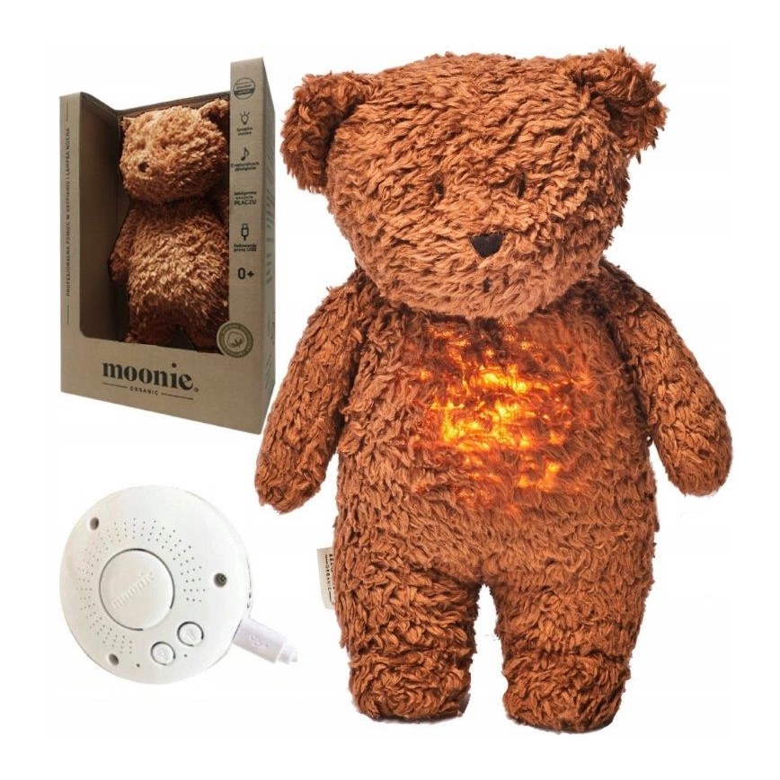 Moonie - Doudou ours avec mélodie et lumière caramel