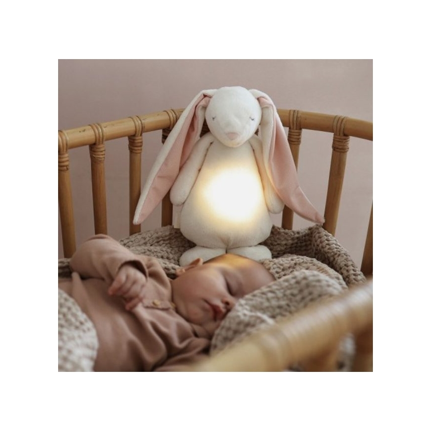 Moonie - Doudou ours avec mélodie et lumière gris minéral organique