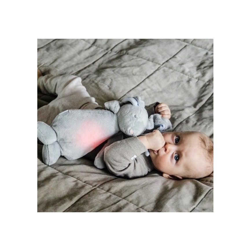 Moonie - Doudou ours avec mélodie et lumière gris minéral organique