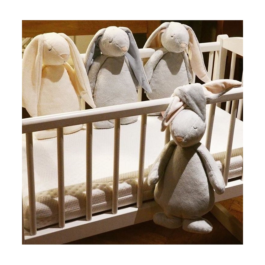 Moonie - Doudou ours avec mélodie et lumière gris minéral organique
