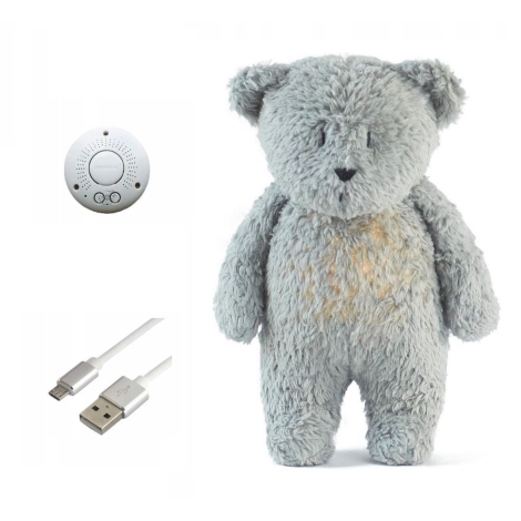 Moonie - Doudou ours avec mélodie et lumière argent