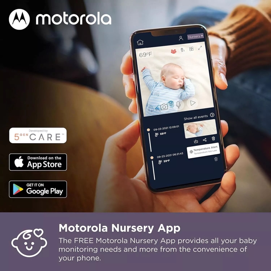 Motorola VM65X - Babyphone connecté et rechargeable Wi-Fi