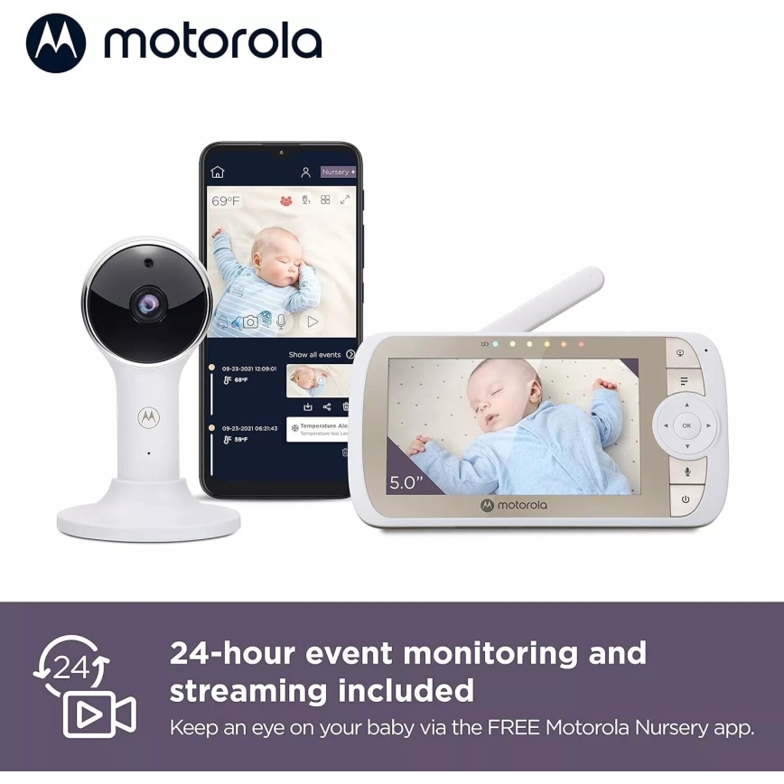 Motorola VM65X - Babyphone connecté et rechargeable Wi-Fi