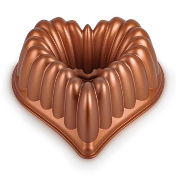 Moule à bundt KITCHISIMO en forme de cœur/cuivré