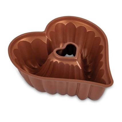 Moule à bundt KITCHISIMO en forme de cœur/cuivré
