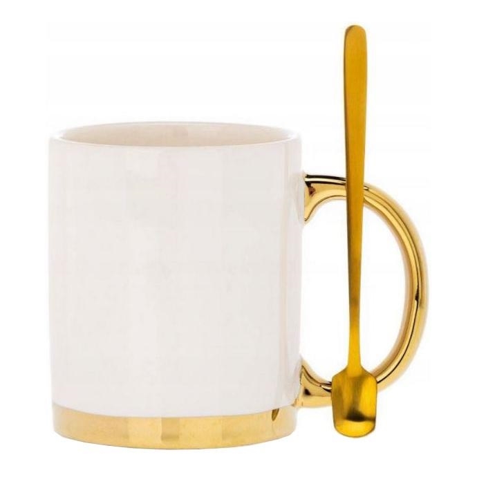 Mug avec cuillère LANA crème/doré