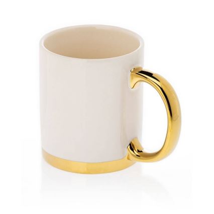 Mug avec cuillère LANA crème/doré