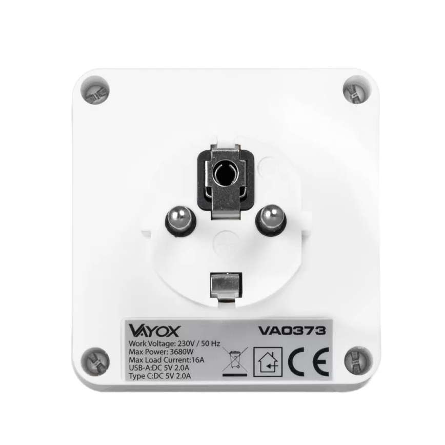 Bloc multiprise 2 prises + USB-C + USB-A avec éclairage LED 0,5W/230V 3000K