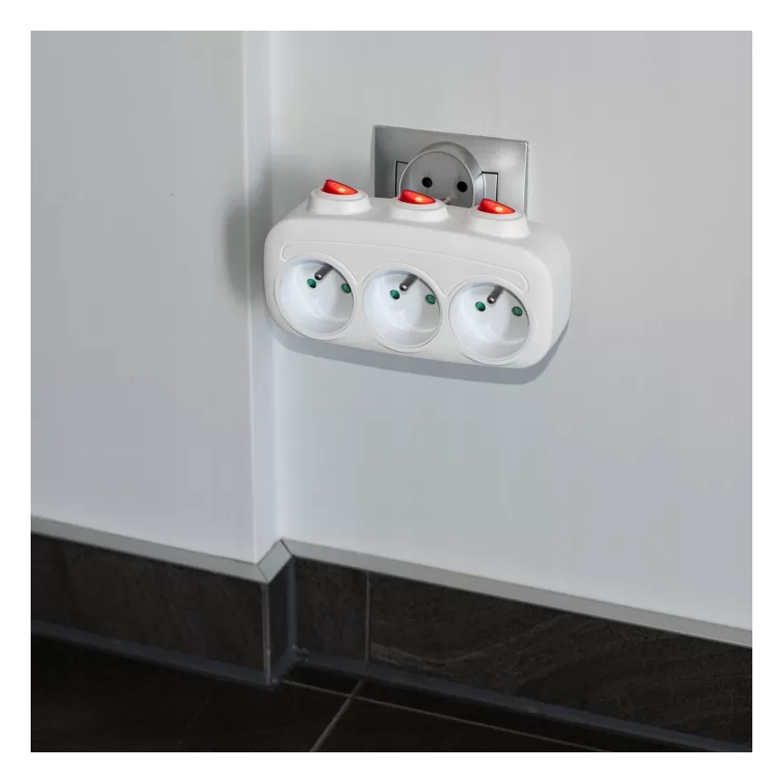 Multiprise 3 prises avec interrupteurs individuels