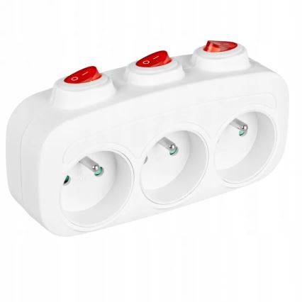 Multiprise 3 prises avec interrupteurs individuels