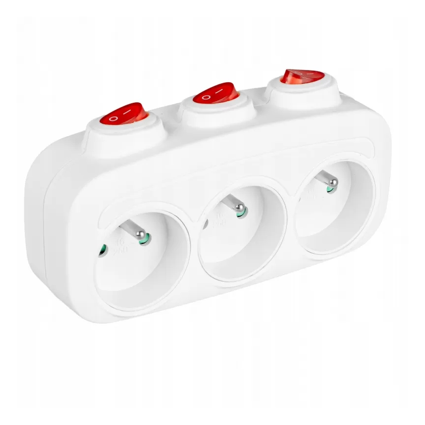 Multiprise 3 prises avec interrupteurs individuels