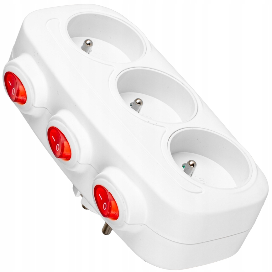 Multiprise 3 prises avec interrupteurs individuels