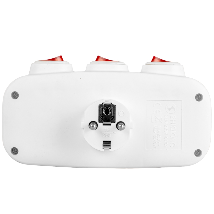 Multiprise 3 prises avec interrupteurs individuels