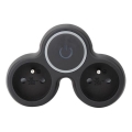 Multiprise avec interrupteur 2x 10A noire