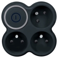 Multiprise avec interrupteur 3 x 10 A, noire
