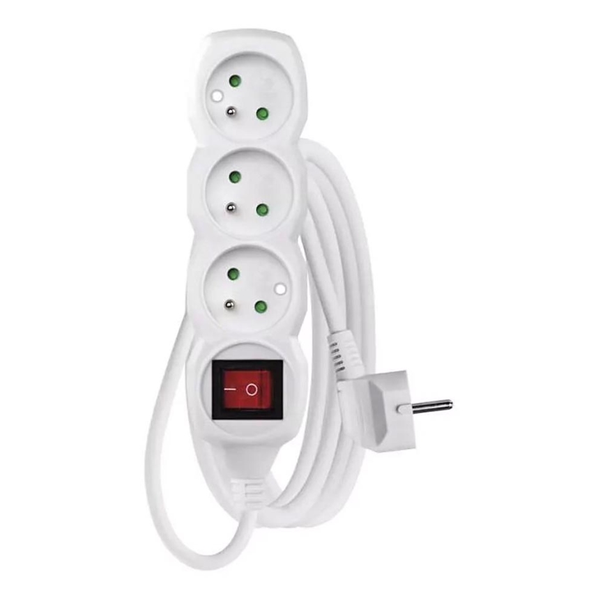 Multiprise avec 3 prises 230 V et interrupteur - Blanc