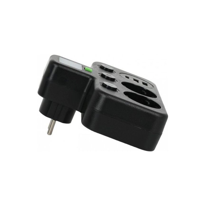 Multiprise avec interrupteur et éclairage LED LINEA PRO 2Z + 3xUSB A/C SCHUKO 4000K noire