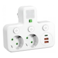 Multiprise avec interrupteur et éclairage LED LINEA PRO 2 prises SCHUKO + 3x USB A/C 4000K blanche