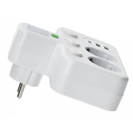 Multiprise avec interrupteur et éclairage LED LINEA PRO 2 prises SCHUKO + 3x USB A/C 4000K blanche
