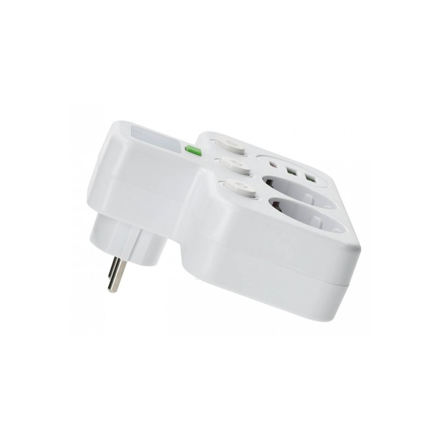 Multiprise avec interrupteur et éclairage LED LINEA PRO 2 prises SCHUKO + 3x USB A/C 4000K blanche