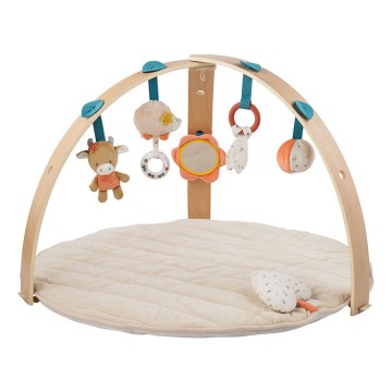 Nattou - Couverture de jeu enfant avec trapèze en bois MILA, ZOE & LANA