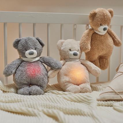 Nattou - Doudou avec mélodie et lumière SLEEPY BEAR 4en1 gris