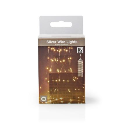 Décoration de Noël LED SILVERWIRE 80xLED/3xAA