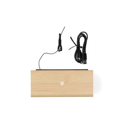 Réveil numérique à écran LED avec thermomètre — alimentation 5V et 1x CR2032, boîtier en bois