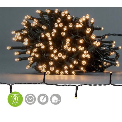 Guirlande de noël 192xLED/7 fonctions/3xAA 14,9m IP44 blanc chaud