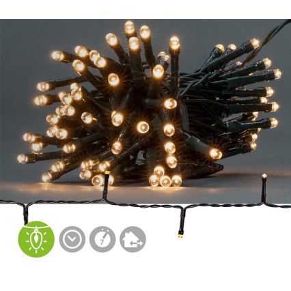 Guirlande LED de Noël d'extérieur 96xLED/7 fonctions/3xAA 7,7 m IP44 blanc chaud