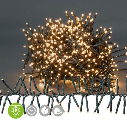 Guirlande de Noël LED extérieure 768 LED / 7 fonctions 8,6 m IP44 blanc chaud