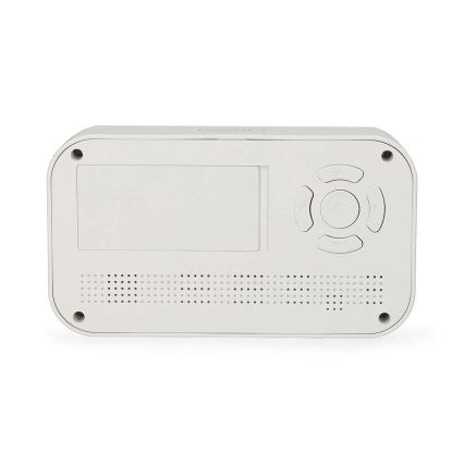 Horloge numérique avec alarme, thermomètre et hygromètre — fonctionne avec 2 piles AA — blanc