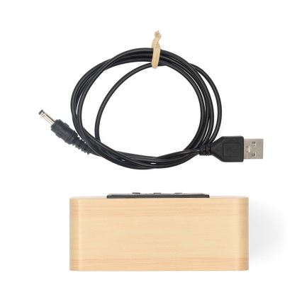 Réveil numérique à écran LED avec thermomètre, 5V/3xAAA, finition bois