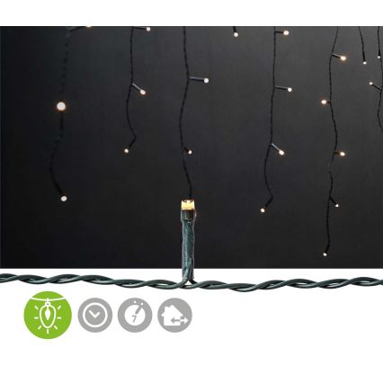 Rideau lumineux LED d'extérieur pour Noël 360 LED/7 fonctions, 14 m, IP44, blanc chaud