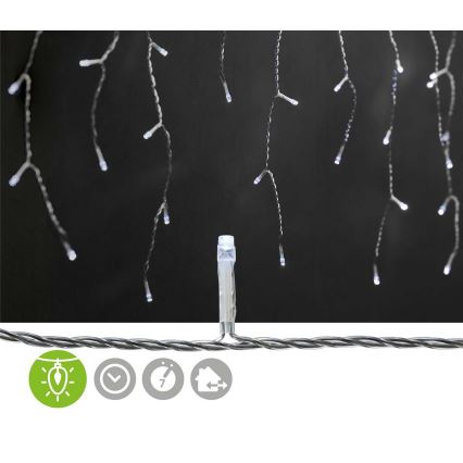 Rideau lumineux d'extérieur 360 LED, 7 fonctions, 14 m, IP44, blanc froid