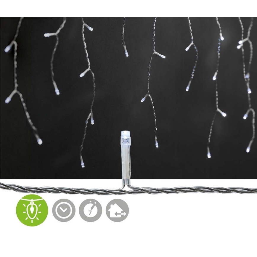 Rideau lumineux d'extérieur 360 LED, 7 fonctions, 14 m, IP44, blanc froid