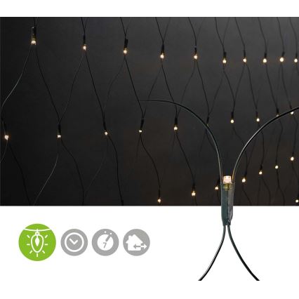 Rideau de Noël LED 160xLED/7 fonctions 5m IP44 blanc chaud