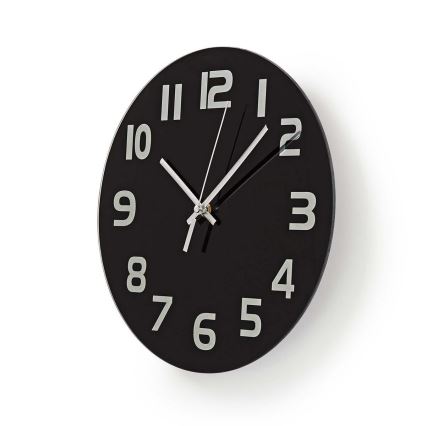 Horloge murale 1xAA/1,5V verre 30 cm noire