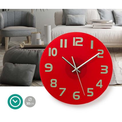 Horloge murale 1xAA rouge