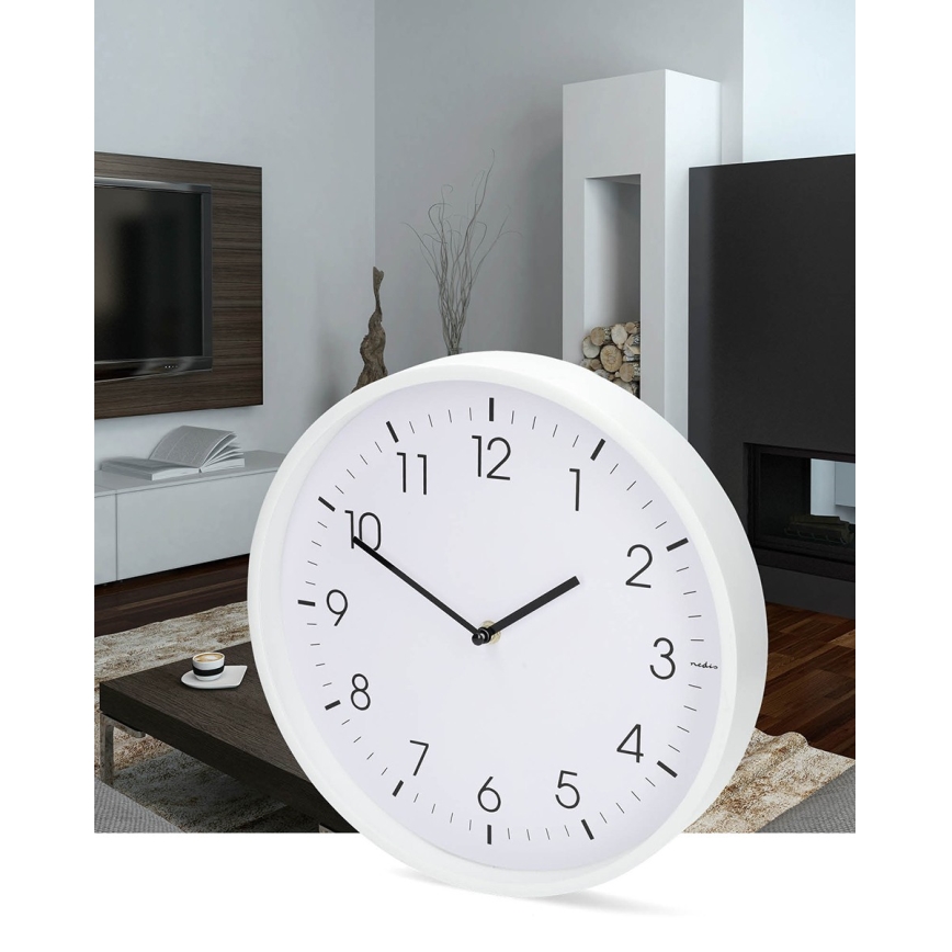 Horloge murale Ø 30,8 cm, 1x pile AA, blanche