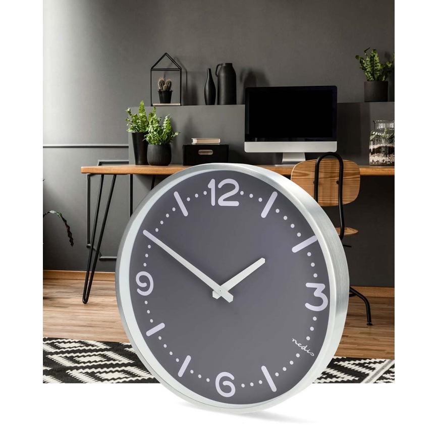 Horloge murale Ø 30,5 cm, 1x AA, chrome mat