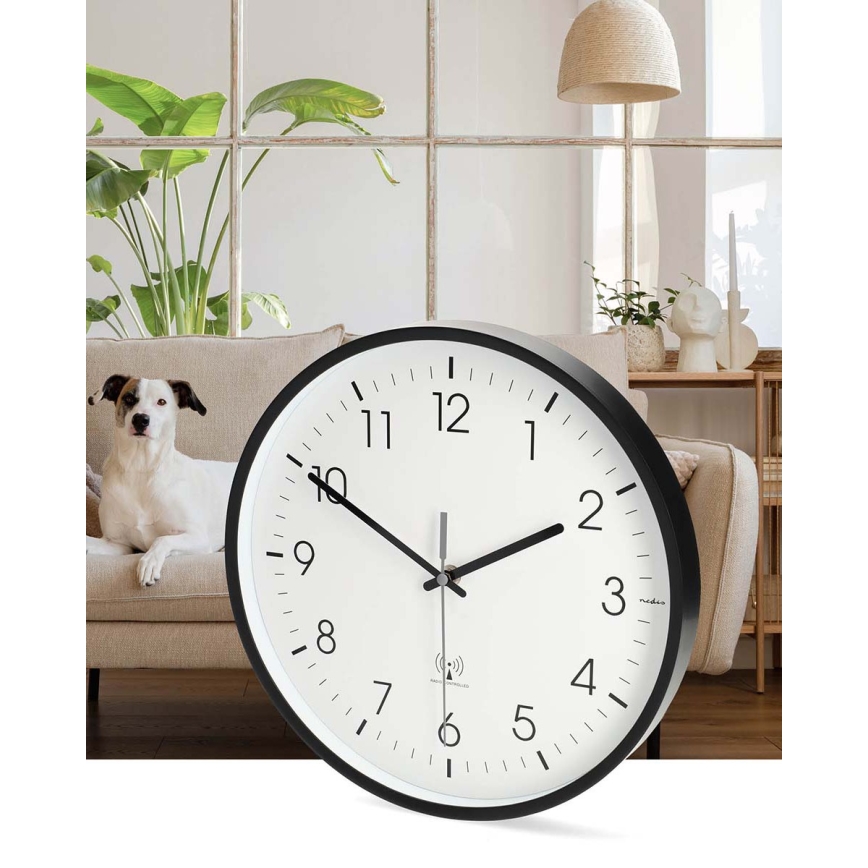 Horloge murale Ø 30,5 cm, 1 pile AA, noire