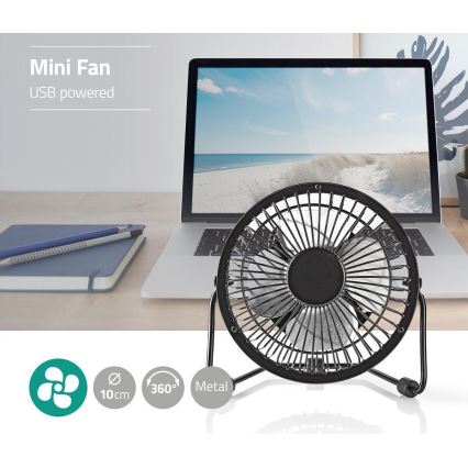 Ventilateur de table 3W/USB 10 cm noir