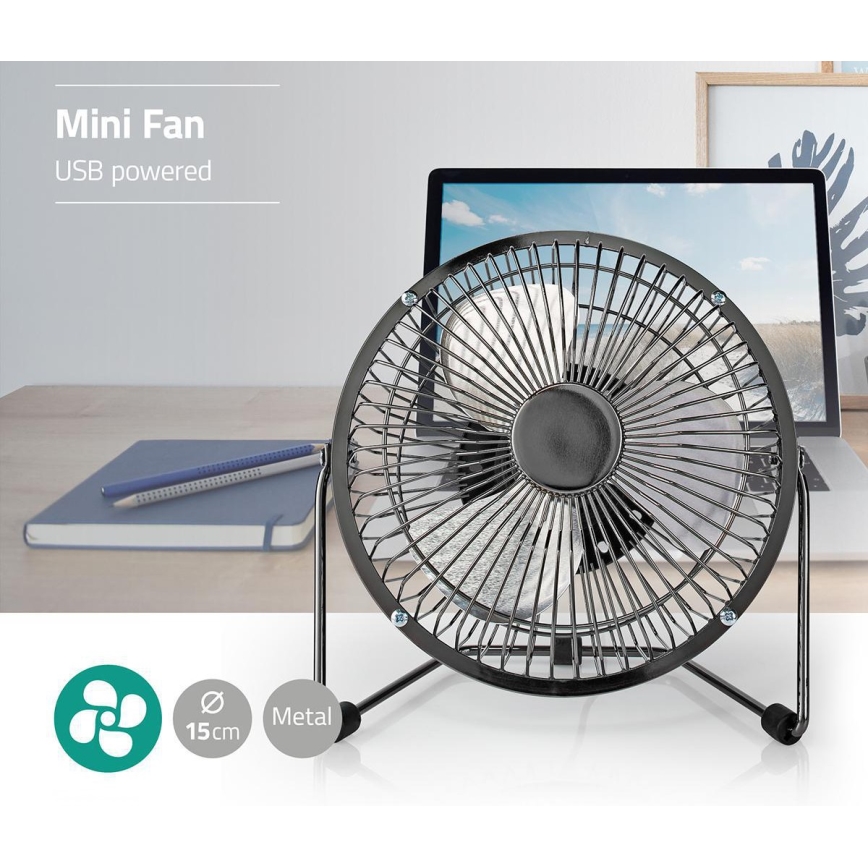 Ventilateur de table 3W/USB 15 cm anthracite