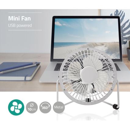 Ventilateur de table 3 W/USB 10 cm blanc